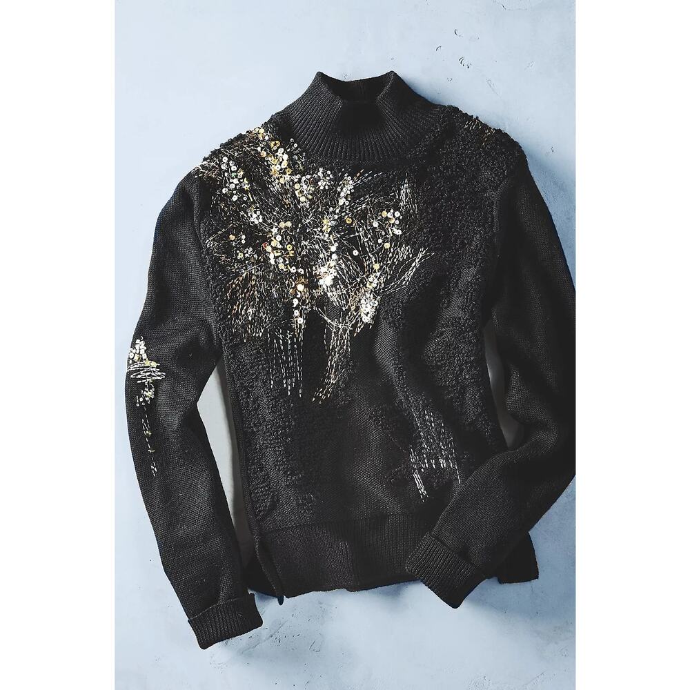Knitted & Knotted Anthropologie Beaded Fete Sweater